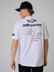 4F T-shirt loose z nadrukiem uniseks 4F | Drift Masters - biały M. Białe t-shirty 4F, bez wzorów, z bawełny, bez ramiączek. Za 119.99 zł.