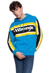BLUZA WRANGLER B&Y HOODIE MEDITERRANEAN BLUE W6610HABR 112130642. Niebieskie bluzy Wrangler, m, bez wzorów, z kapturem. W wyprzedaży za 69.99 zł.