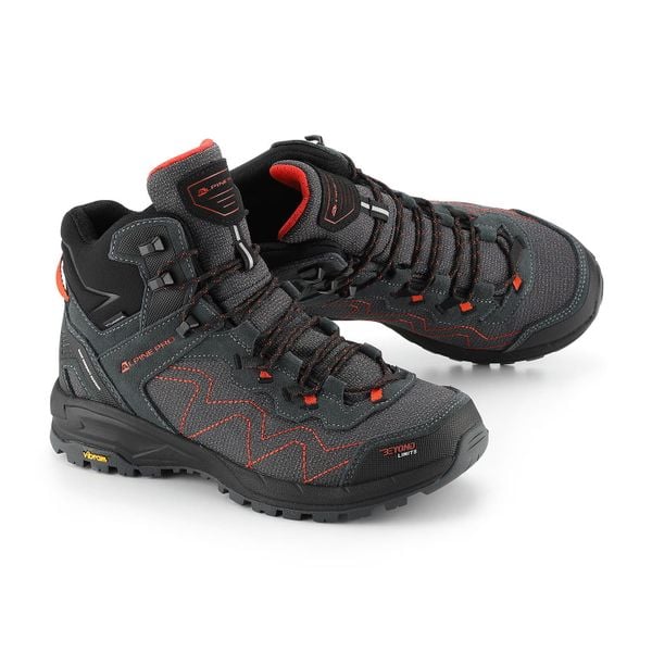 Buty wysokie trekkingowe unisex Alpine Pro Cerne 2 Vibram. Szare buty trekkingowe Alpine Pro, bez wzorów, ze skóry, bez zapięcia. W wyprzedaży za 629.00 zł.