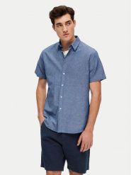 Selected Homme Koszula New Linen 16079053 Niebieski Regular Fit. Niebieskie koszule Selected Homme, l, bez wzorów, z bawełny, bez kołnierzyka, bez ramiączek. Za 149.99 zł.