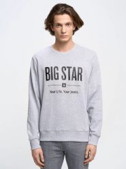 Bluza męska z nadrukiem szara Ecodort 901. Szare bluzy BIG STAR, l, z aplikacjami, bez kaptura. W wyprzedaży za 179.99 zł.