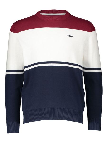 Pepe Jeans Sweter w kolorze granatowo-bordowo-białym rozmiar: XL. Niebieskie swetry nierozpinane Pepe Jeans, xl, bez wzorów, z bawełny, bez kołnierzyka, bez ramiączek. Za 170.47 zł.