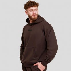 Bluza męska fitness z kapturem oversize brązowa Unstoppable. Brązowe bluzy z kapturem GYMBEAM, m, bez wzorów, z bawełny, z kapturem. Za 118.90 zł.