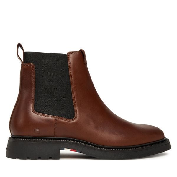 Sztyblety Tommy Hilfiger. Brązowe botki sznurowane Tommy Hilfiger, bez wzorów, bez obcasa, bez zapięcia. Za 469.99 zł.