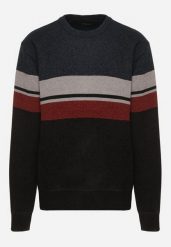 Granatowy Sweter z Wełną z Eleganckim Kołnierzykiem Koszulowym Espalea. Niebieskie swetry nierozpinane Born2be, l, z aplikacjami, z dzianiny, bez kołnierzyka, bez ramiączek. Za 89.99 zł.
