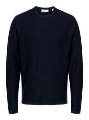 ONLY & SONS Sweter w kolorze granatowym rozmiar: S. Niebieskie swetry nierozpinane Only & Sons, s, bez wzorów, z bawełny, bez kołnierzyka, bez ramiączek. Za 70.74 zł.