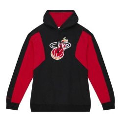 Polar z kapturem Miami Heat Color Blocked 2.0. Czarne bluzy z polaru Mitchell & Ness, m, bez wzorów, z polaru, z kapturem. Za 437.50 zł.