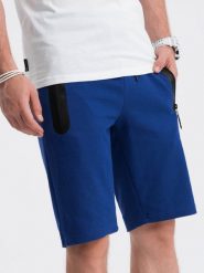 Krótkie spodenki męskie dresowe - niebieskie V1 W239 - XXL. Niebieskie krótkie spodenki sportowe Ombre Clothing, l, bez wzorów, z bawełny. W wyprzedaży za 39.99 zł.
