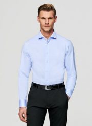 PAKO LORENTE - Niebieska koszula w prążek. Niebieskie koszule Pako Lorente, m, bez wzorów, z bawełny, bez kołnierzyka, bez ramiączek. Za 299.99 zł.