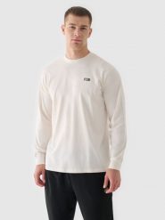 4F Longsleeve oversize z nadrukiem męski - biały XXL. Białe bluzki z długim rękawem 4F, m, bez wzorów, z bawełny, bez kołnierzyka, bez ramiączek. W wyprzedaży za 39.99 zł.