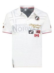 Geographical Norway Koszulka polo "Karadock" w kolorze białym rozmiar: XL. Białe koszulki polo Geographical Norway, xl, bez wzorów, z bawełny, bez kołnierzyka, bez ramiączek. Za 91.77 zł.