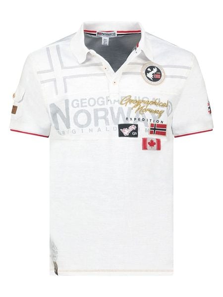 Geographical Norway Koszulka polo "Karadock" w kolorze białym rozmiar: XL. Białe koszulki polo Geographical Norway, xl, bez wzorów, z bawełny, bez kołnierzyka, bez ramiączek. Za 74.28 zł.