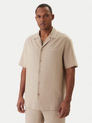 Emporio Armani Koszula EM000593 AF20590 U6213 Beżowy Regular Fit. Brązowe koszule Emporio Armani, m, bez wzorów, ze lnu, bez kołnierzyka, bez ramiączek. Za 579.99 zł.