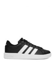 Adidas Sneakersy WB-GRAND COURT BASE 3.0 HQ0082 Czarny. Czarne buty sportowe casual Adidas, bez wzorów, ze skóry, bez zapięcia. Za 239.99 zł.