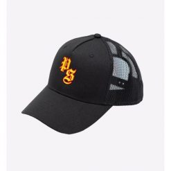 Czapka z daszkiem trucker Pogoń Szczecin - czarna. Czarne czapki z daszkiem POGOŃ, z aplikacjami, z bawełny. Za 79.99 zł.