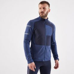 Bluza do biegania męska Kiprun Run 900 Warm ocieplana. Niebieskie bluzy KIPRUN, na zimę, m, bez wzorów, z meshu, bez kaptura. Za 179.99 zł.