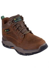 Buty trekkingowe męskie, Respected - Landin. Brązowe trekkingi Skechers, bez wzorów, z materiału, bez zapięcia. Za 399.99 zł.