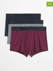Marc O´Polo Bokserki (3 pary) w kolorze bordowo-szaro-granatowym rozmiar: L. Czerwone bokserki l, bez wzorów. Za 153.34 zł.