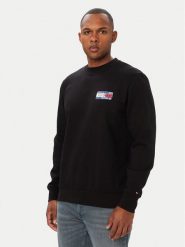 Tommy Hilfiger Bluza MW0MW44936 Czarny Regular Fit. Czarne bluzy Tommy Hilfiger, m, bez wzorów, z bawełny, bez kaptura. Za 489.99 zł.