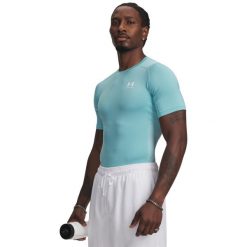 Koszulka Under Armour HeatGear. Niebieskie odzież kompresyjna Under Armour, l, bez wzorów, z materiału, na fitness i siłownię. Za 197.00 zł.