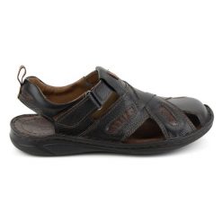 KOMODO Sandały męskie skórzane na rzep 523K czarne. Czarne sandały bez zapięcia. Za 367.89 zł.