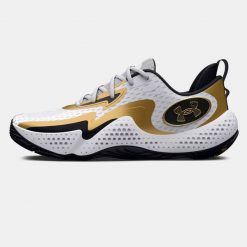 Buty do koszykówki Under Armour Spawn 5. Białe buty do biegania Under Armour, bez wzorów, bez zapięcia, do koszykówki. W wyprzedaży za 333.85 zł.