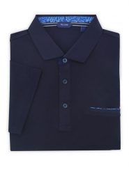 Granatowa elastyczna męska koszulka polo Tris Line - KP31. Brązowe koszulki polo m, bez wzorów, z bawełny, bez kołnierzyka, bez ramiączek. W wyprzedaży za 148.50 zł.