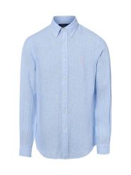 Polo Ralph Lauren Męska koszula lniana - Custom Fit Mężczyźni Modern Fit len niebieski, XL. Niebieskie koszule Polo Ralph Lauren, m, bez wzorów, ze lnu, bez kołnierzyka, bez ramiączek. Za 859.95 zł.