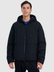 4F Kurtka puchowa z wypełnieniem syntetycznym męska - czarna XXL. Czarne kurtki 4F, na zimę, m, bez wzorów, z dzianiny, z kapturem. Za 399.99 zł.