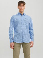 Jack&Jones Koszula 12235969 Niebieski Slim Fit. Niebieskie koszule Jack&Jones, m, bez wzorów, z bawełny, bez kołnierzyka, bez ramiączek. Za 99.99 zł.