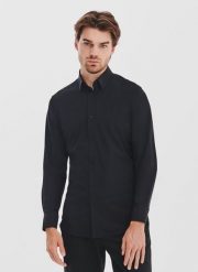 PAKO LORENTE – Czarna dzianinowa koszula męska. Czarne koszule Pako Lorente, l, bez wzorów, z dzianiny, bez kołnierzyka, bez ramiączek. Za 299.99 zł.