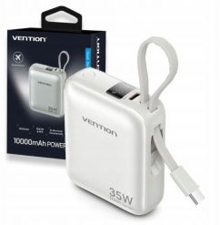 Powerbank Vention 10000mAh 35W PD z wbudowanym kablem USB-C beżowy. Brązowe powerbanki Vention. Za 163.99 zł.