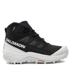 Trekkingi Salomon. Brązowe botki sznurowane Salomon, bez wzorów, bez obcasa, bez zapięcia. Za 629.99 zł.