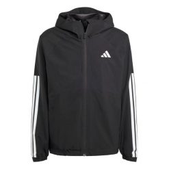 Kurtka dresowa z kapturem climaproof adidas Essentials 3-Stripes. Czarne kurtki Adidas, xl, bez wzorów, z dresówki, z kapturem. Za 485.50 zł.