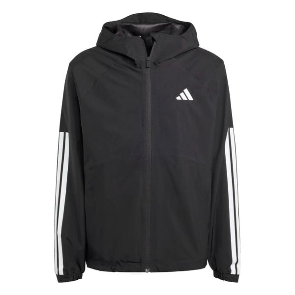 Kurtka dresowa z kapturem climaproof adidas Essentials 3-Stripes. Czarne kurtki Adidas, xl, bez wzorów, z dresówki, z kapturem. Za 485.50 zł.