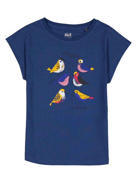 Jack Wolfskin Koszulka "Tweeting Birds" w kolorze granatowym rozmiar: 176. Niebieskie bezrękawniki Jack Wolfskin, bez wzorów, z bawełny, bez kołnierzyka, bez ramiączek. Za 56.79 zł.