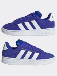 Adidas Skórzane sneakersy w kolorze niebiesko-białym rozmiar: 44. Białe buty sportowe casual Adidas, bez wzorów, bez zapięcia. Za 231.13 zł.
