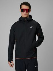 4F Kurtka softshell wiatroodporna męska - czarna XXL. Czarne kurtki 4F, l, bez wzorów, z materiału, bez kaptura. Za 299.99 zł.