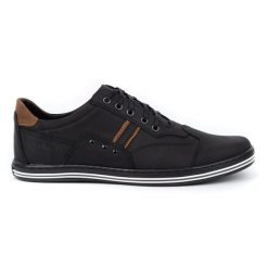 Polbut Buty męskie casual 1801 czarny nubuk/camel czarne. Czarne buty sportowe casual na jesień, bez wzorów, z jeansu, bez zapięcia. Za 319.69 zł.