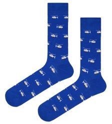 Tematyczne Skarpetki Bawełniane - Niebieskie w Helikoptery. Niebieskie skarpety His Story, bez wzorów, z bawełny. Za 29.99 zł.