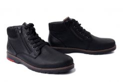 RIEKER 10503-00 black, trzewiki męskie. Czarne botki sznurowane Rieker, bez wzorów, z wełny, bez obcasa, bez zapięcia. Za 459.90 zł.
