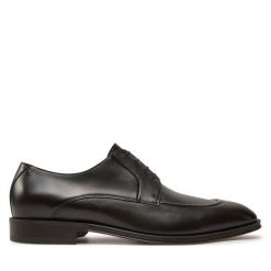 Półbuty BOSS. Brązowe eleganckie półbuty Boss, bez wzorów, bez obcasa, bez zapięcia. Za 949.99 zł.