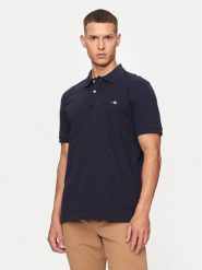 Gant Polo Shield 2220 Granatowy Slim Fit. Niebieskie koszulki polo GANT, l, bez wzorów, z bawełny, bez kołnierzyka, bez ramiączek. Za 279.99 zł.