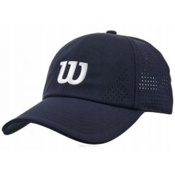 Czapka tenisowa Wilson Active Perforated Cap. Niebieskie czapki z daszkiem Wilson, na jesień, bez wzorów. Za 145.00 zł.