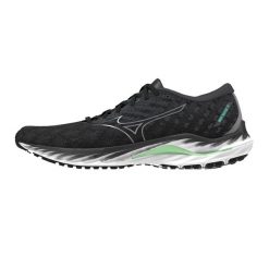 Buty do biegania męskie Mizuno Wave Inspire 19. Czarne buty do biegania Mizuno, bez wzorów, bez zapięcia, do biegania, mizuno wave. W wyprzedaży za 476.40 zł.