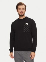 KARL LAGERFELD Bluza 705097 551951 Czarny Regular Fit. Czarne bluzy KARL LAGERFELD, m, bez wzorów, z bawełny, bez kaptura. Za 499.99 zł.