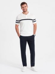 Spodnie męskie eleganckie chino SLIM FIT - granatowe V3 OM-PACP-0191 - XXL. Niebieskie eleganckie spodnie Ombre Clothing, l, z materiału, eleganckie. Za 233.99 zł.