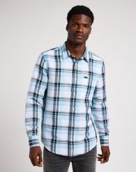 LEE LEESURE SHIRT MĘSKA KOSZULA W KRATĘ PREPPY BLUE 112349056 L66N044970. Niebieskie koszule Lee, l, bez wzorów, bez kołnierzyka, bez ramiączek. Za 169.99 zł.
