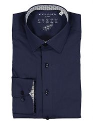 Eterna Koszula - Slim fit - w kolorze granatowym rozmiar: 38. Niebieskie koszule Eterna, bez wzorów, z materiału, bez kołnierzyka, bez ramiączek. Za 118.01 zł.