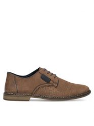 Rieker Półbuty 13439-24 Brązowy. Brązowe eleganckie półbuty Rieker, bez wzorów, z nubiku, bez obcasa, bez zapięcia. Za 349.99 zł.